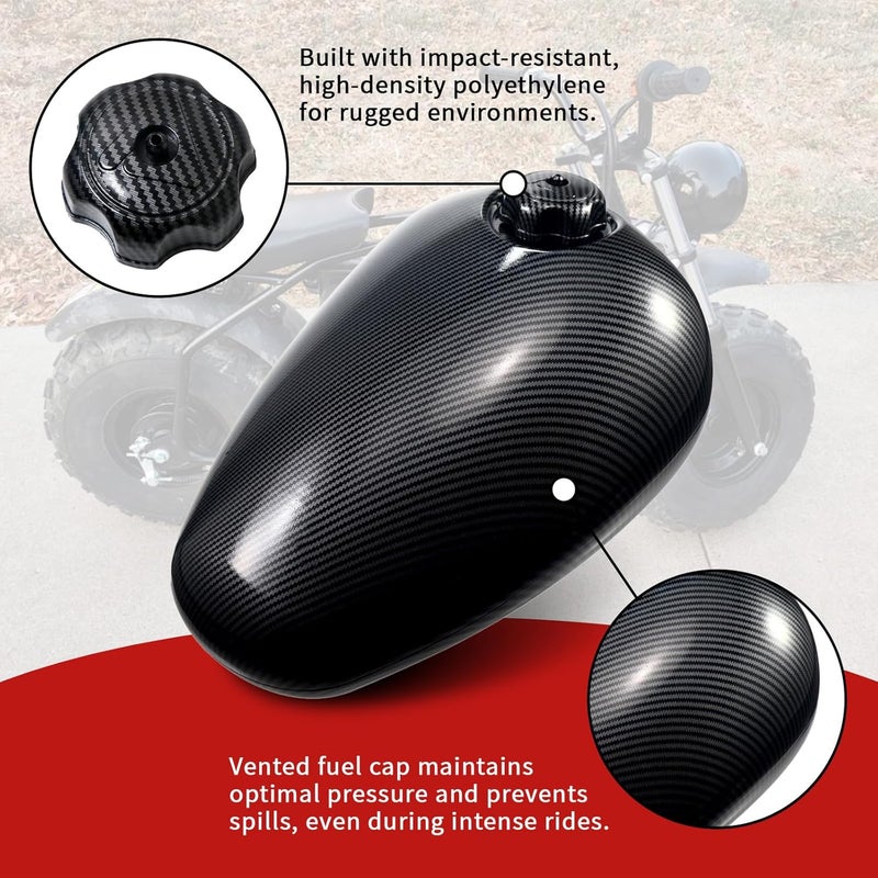 Swilpool Gas Fuel Tank fit for Coleman CT200U-EX for Axis M200 for Hisun HS200-3 & 196cc Mini Bikes 5.5L capacity with Carbon Fiber Pattern - Image 4